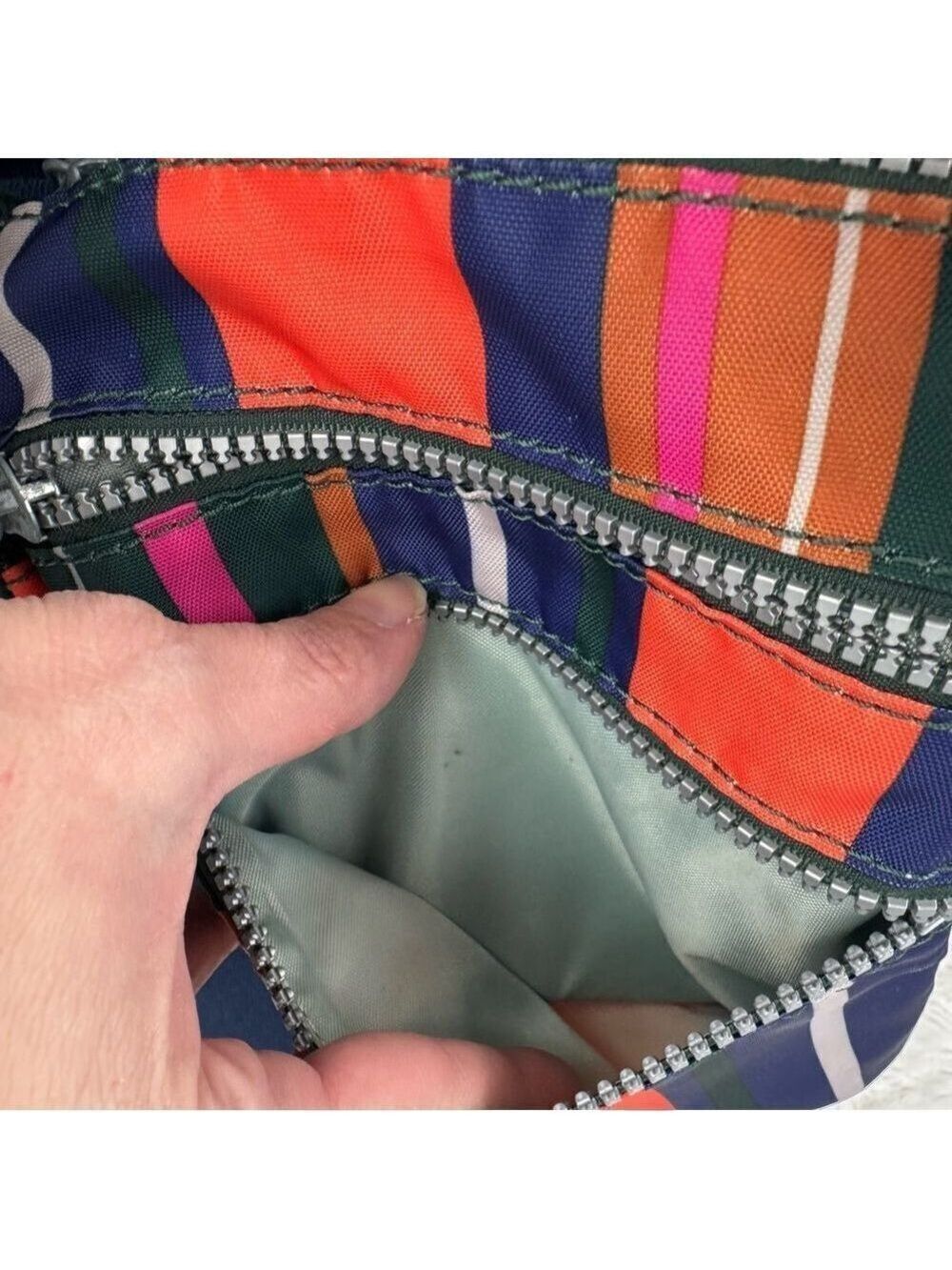 Kipling Alvar Rainbow Striped Nylon Crossbody Purse - Picture 9 of 12